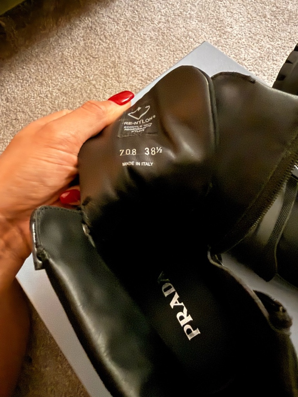 Prada Black Lace-Up Platform Combat Ankle Boots - Picture 7 of 8